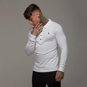 Stretch wit longsleeve polo shirt muscle fit