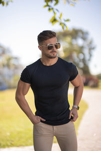 Stretch zwart t-shirt muscle fit